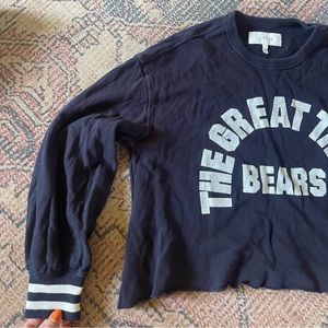 THE GREAT The Cutoff Sweatshirt with Navy Bears Track Graphic SIZE 1